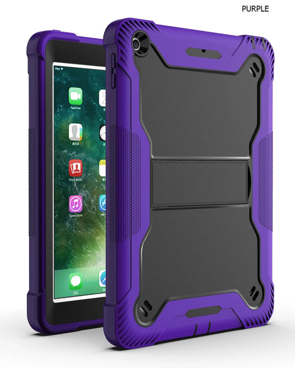 Apple iPad 7, 8, 9 (10.2 inch) Purple Shockproof Rugged Case with Kickstand