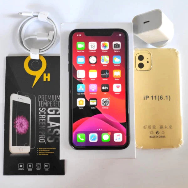 Apple iPhone 11 64GB Black - New Battery, Case, Glass Screen Protector (Exc) Batt Msg / Face ID