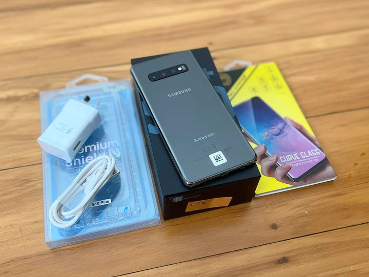 Samsung Galaxy S10 Plus Black 128GB New Case, Glass Screen Protector (As New)