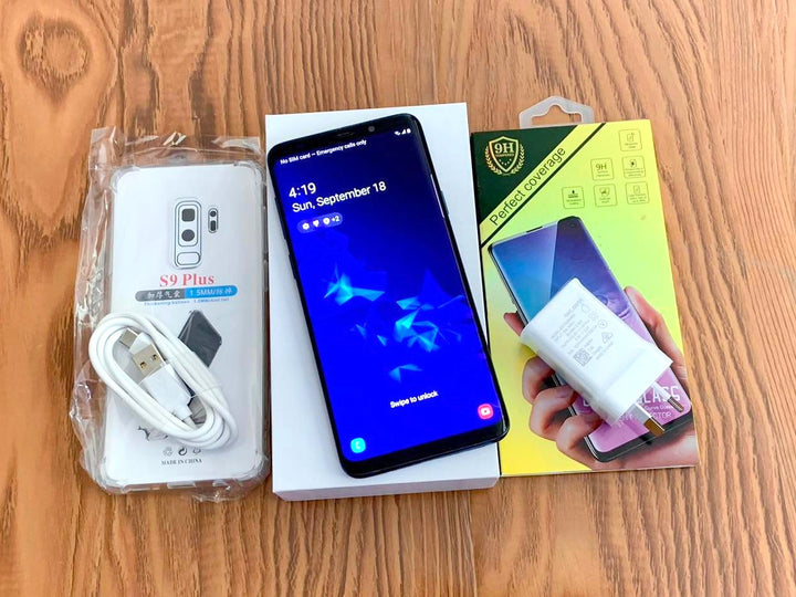 Samsung Galaxy S9 Plus 64GB Blue - New Case, Screen Protector (Excellent)