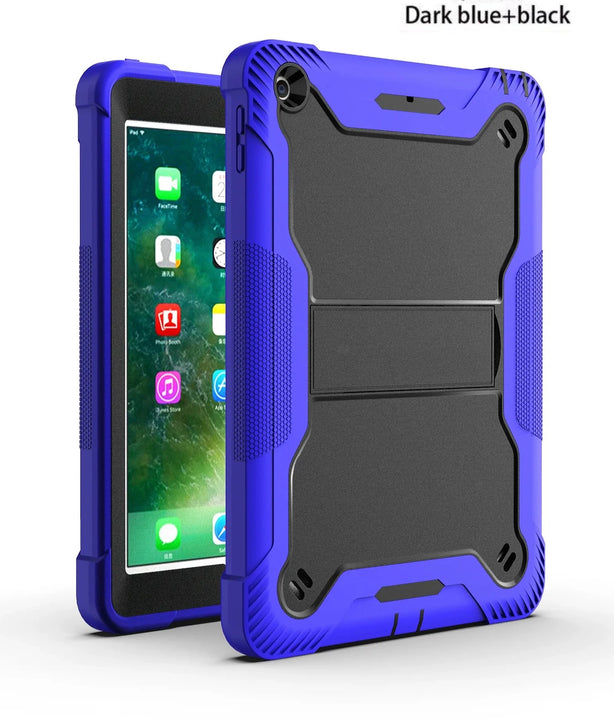 Apple iPad 7, 8, 9 (10.2 inch) Blue Shockproof Rugged Case with Kickstand