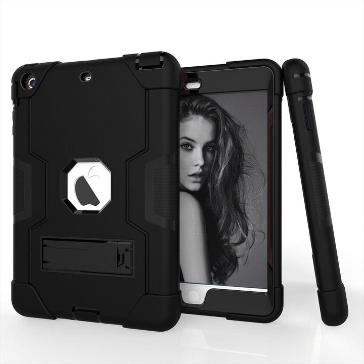 Apple iPad 7, 8 and 9 (10.2 inch) & iPad Air 3 (10.5) Black Shockproof Rugged Case with Kickstand *Free Shipping*