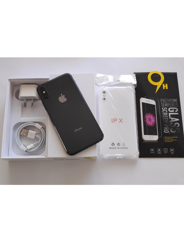 Apple iPhone X 64GB Black - New Battery, Case, Glass Screen Protector (Exc)